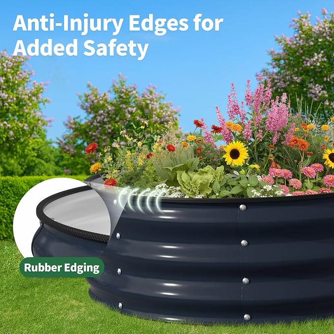 Kesfitt Raised Garden Bed, Oval Open-Bottom Design, 12-Inch Deep - Image 6