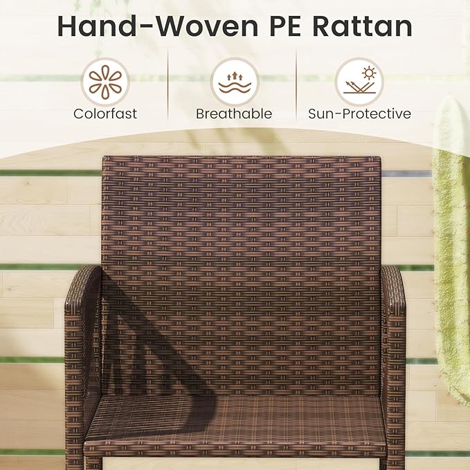 Tangkula Patio Bar Stools Set of 4, PE Rattan Bar Height Chairs - Image 5