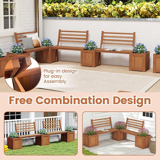 Giantex Set of 2 Outdoor Bench - Image 4
