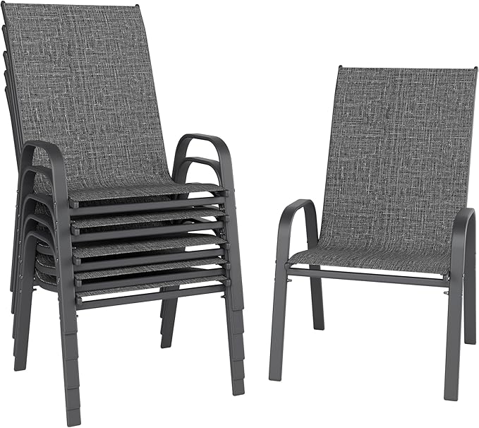 Patio Chairs Set of 6, Stackable Outdoor Dining Chairs by furniture