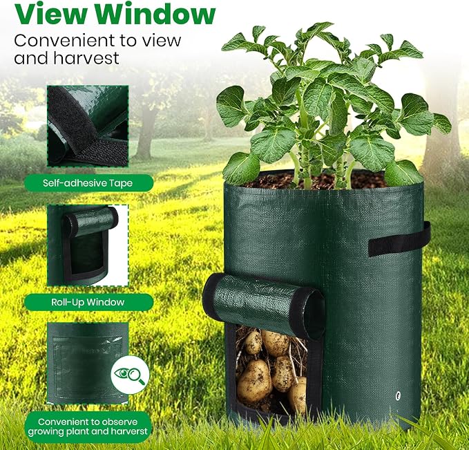 6 Pack Potato Grow Bags, 10 Gallon Planting Bags Durable PE Vegetable Planter - Image 5