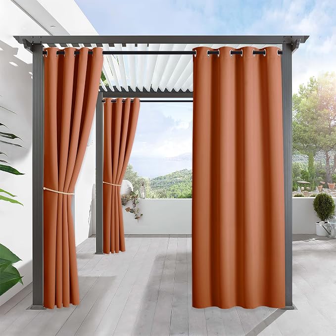 RYB HOME Outdoor Curtains for Patio Waterproof Block Sunlight Thermal Insulated by RYBHOME