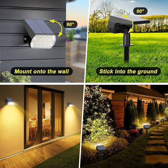 Solar Spot Lights Outdoor Waterproof IP65, 2-in-1 Solar Landscaping Spotlights - Image 4