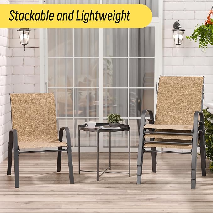 Betterhood Patio Chairs Set of 6, Stackable Outdoor Dining Chairs Set - Image 7