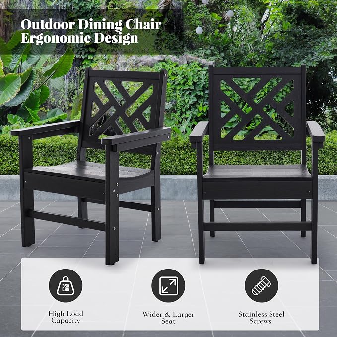 HDPE Dining Table Set for 4, 5-Piece Outdoor Table and Chairs Include 4 Dining - Image 5
