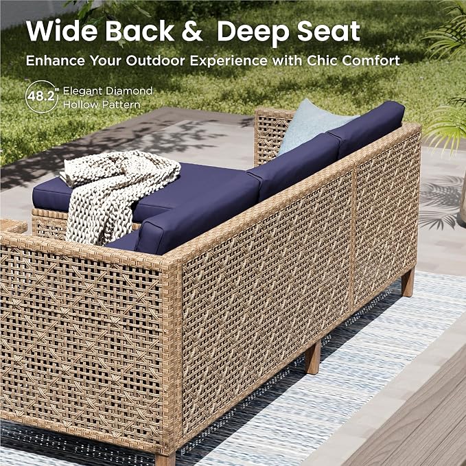 PHI VILLA Wicker Patio Furniture Set, Outdoor Sectional Couch - Image 4