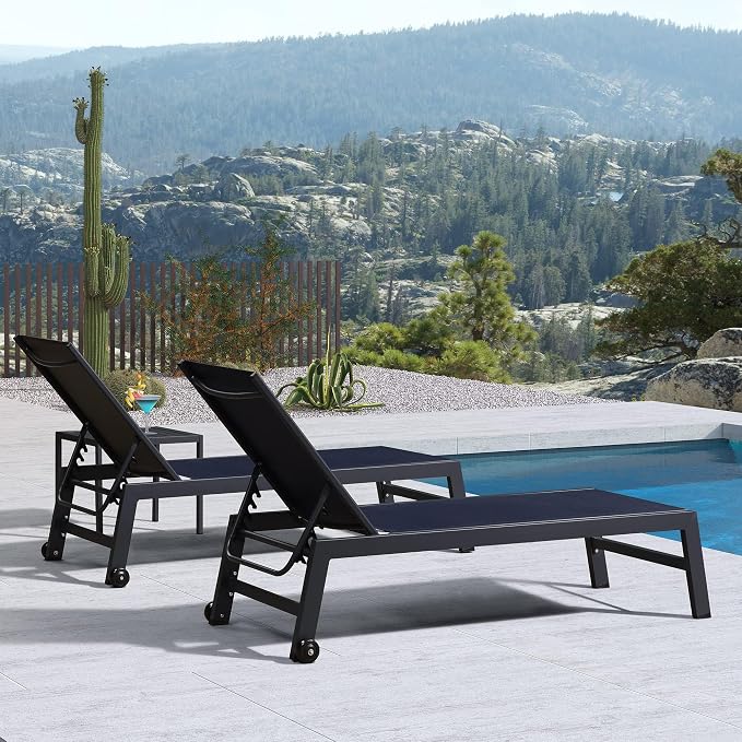 PURPLE LEAF Outdoor Patio Chaise Lounge Set 4 Pieces Pool Lounge Sunbathing - Image 7