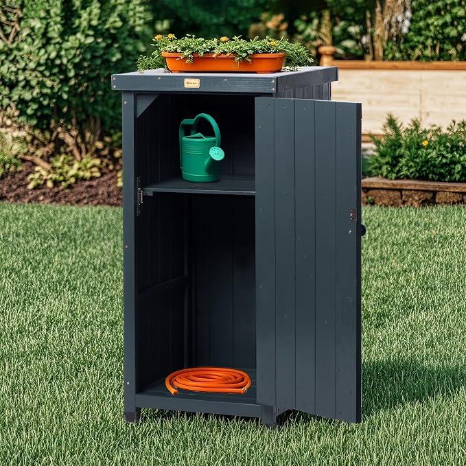 HABAU Outdoor Storage Cabinet for Patio, Garden Potting Bench Table - Image 2