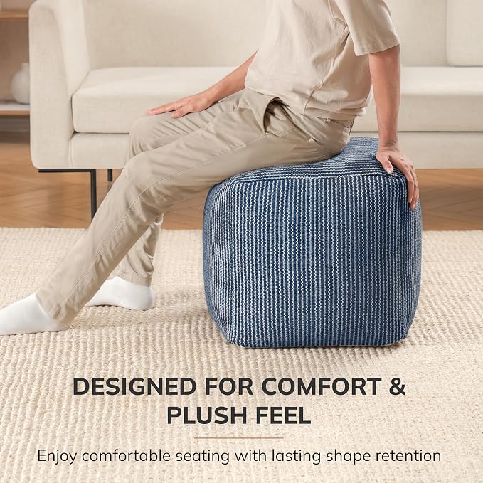Anji Mountain 100% Handmade & Handcrafted Comfortable Home Décor Pouf Ottoman - Image 5