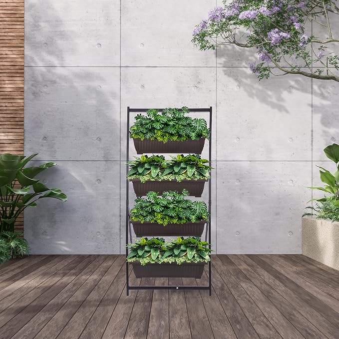 KHOMO GEAR Vertical Garden Planter Balcony Garden Outdoor 4 Tier Raised Bed Box - Image 9
