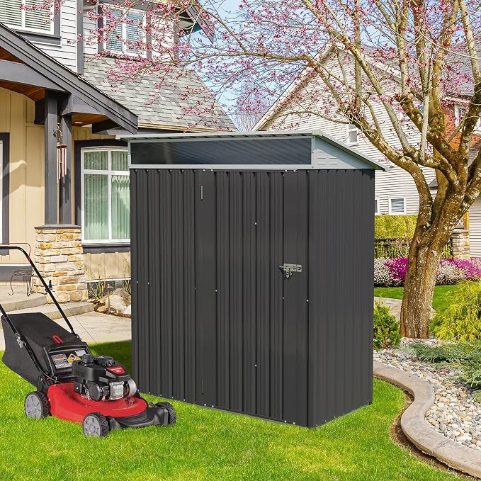 Vongrasig 5 x 3 x 6 FT Outdoor Storage Shed Clearance, Metal Garden Shed - Image 8