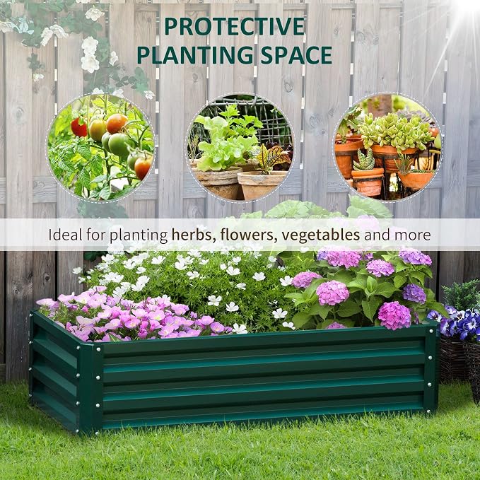 Outsunny Galvanized Raised Garden Bed, - Image 5
