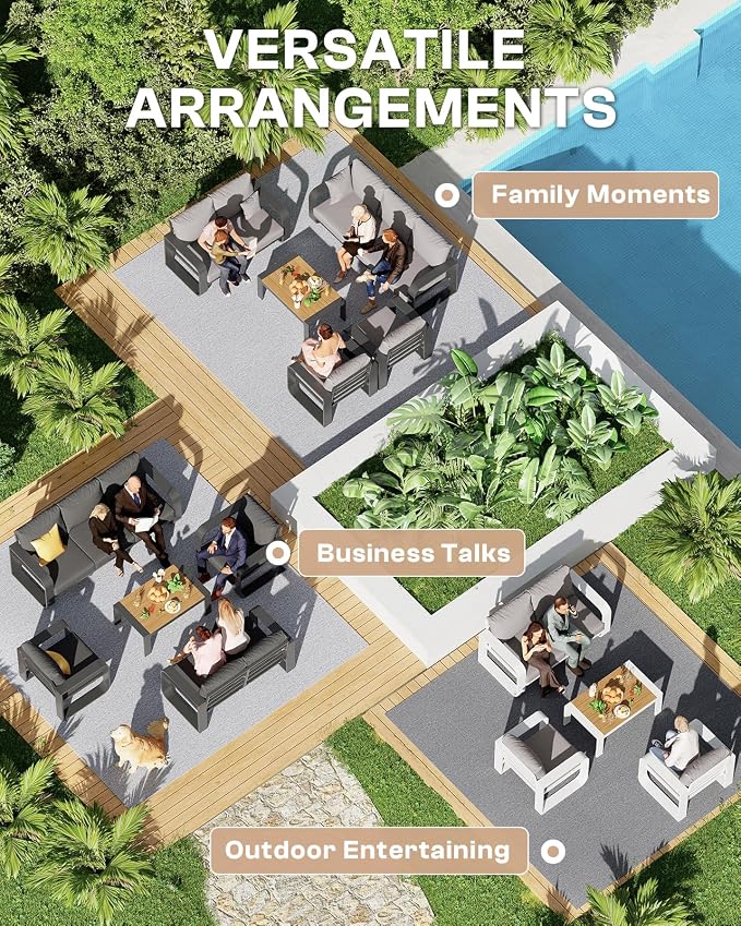 Aluminum Outdoor Patio Couch Loveseat, Oversized Patio Sofa - Image 8