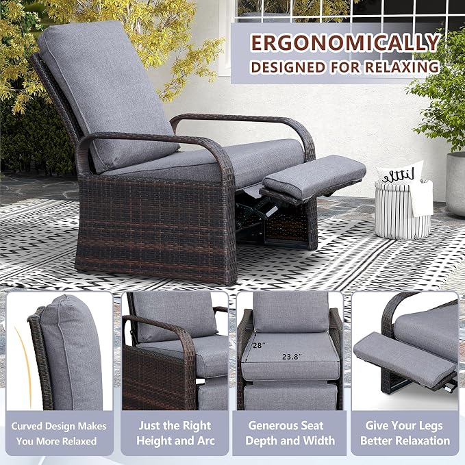 ATR ART TO REAL Outdoor Wicker Recliner Chair - Image 7