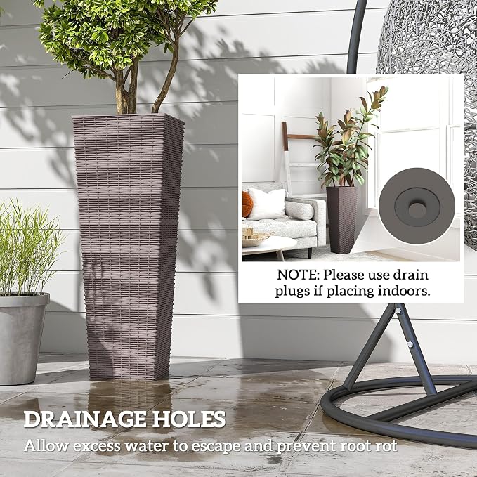Outsunny 32 Inch Tall Planters for Outdoor Plants, Stackable Tapered Planters - Image 6