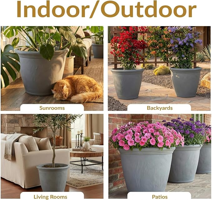 Sunnydaze 20-Inch Anjelica Large Plastic Pot - Image 5