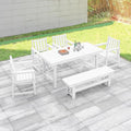 HDPE Outdoor Dining Set of 6, Patio Dining Table Set by SeeHill