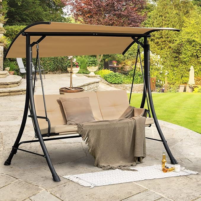 Tangkula 3 Person Porch Swing, Outdoor Swing - Image 2