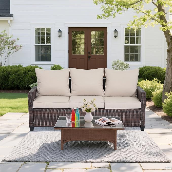 Rattan Outdoor Sofa 3-Seater - Image 4
