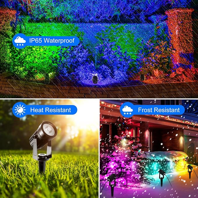 T-SUNUS RGB Solar Spot Lights Christmas, Metal Color Changing Landscape - Image 6