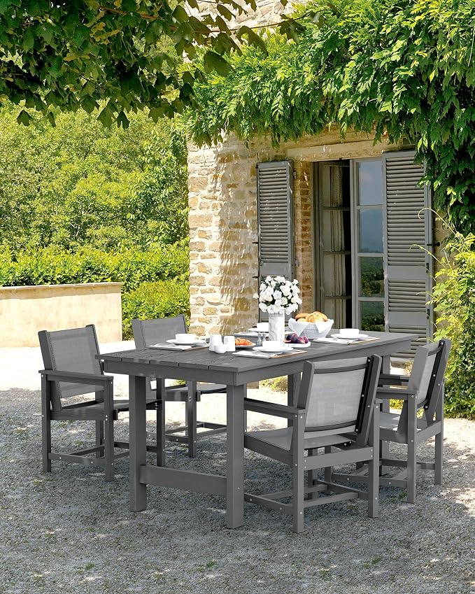 SERWALL Textilene Outdoor Dining Chair Set of 2, HDPE Frame - Image 8