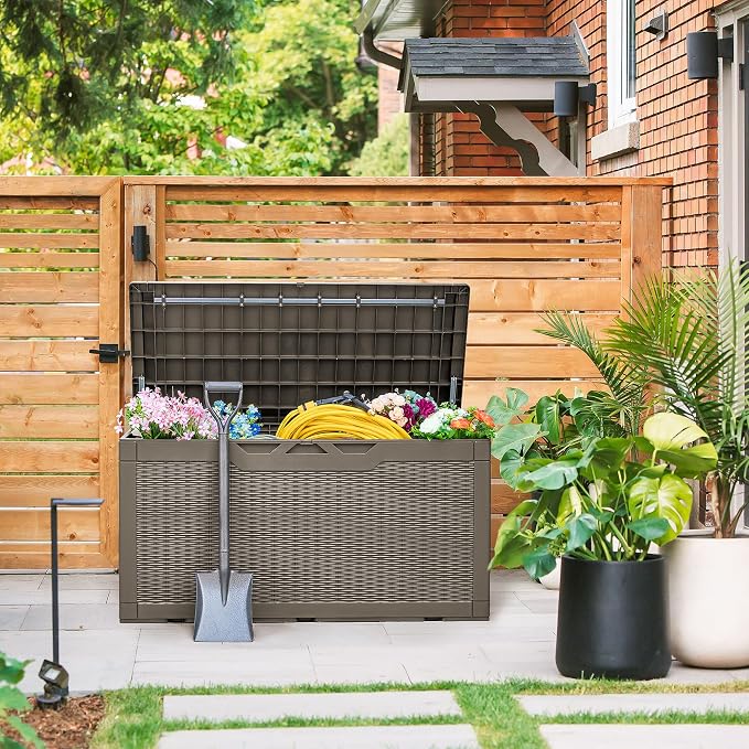 Devoko 100 Gallon Deck Box, Waterproof Resin Outdoor Storage Box - Image 7