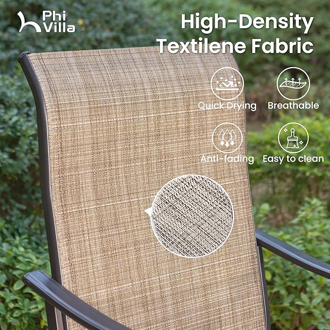 PHI Villa Outdoor Swivel Bar Stools Set of 2, Counter Height Patio Chairs - Image 4