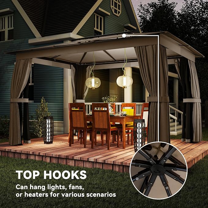 Outsunny 10' x 12' Outdoor Patio Gazebo, Heavy Duty Gazebo Canopy Shelter - Image 8
