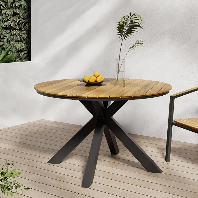 Merax Outdoor Dining Table, Modern Industrial Style Patio Dining Table - Image 5