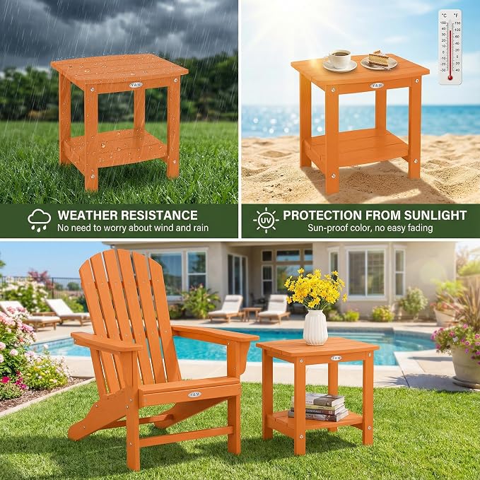 Y&M Outdoor Side Table, HIPS Adirondack Small Double Layer Table, Waterproof - Image 4