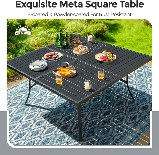 Patio Dining Set for 8, 8 x Stable Dining Chairs, Outdoor Table and Chairs Set - Image 3
