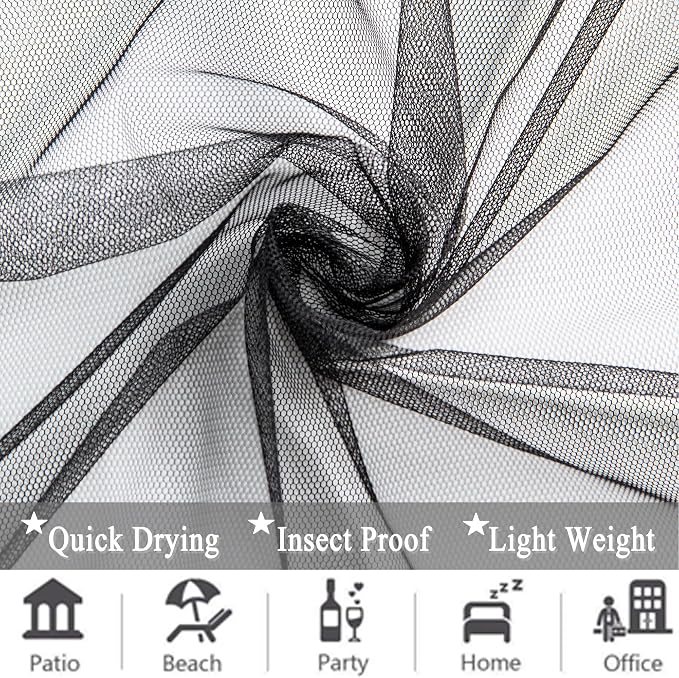 Extra Wide Outdoor Curtains Waterproof Black Voile Mesh Screen Lightweight - Image 6