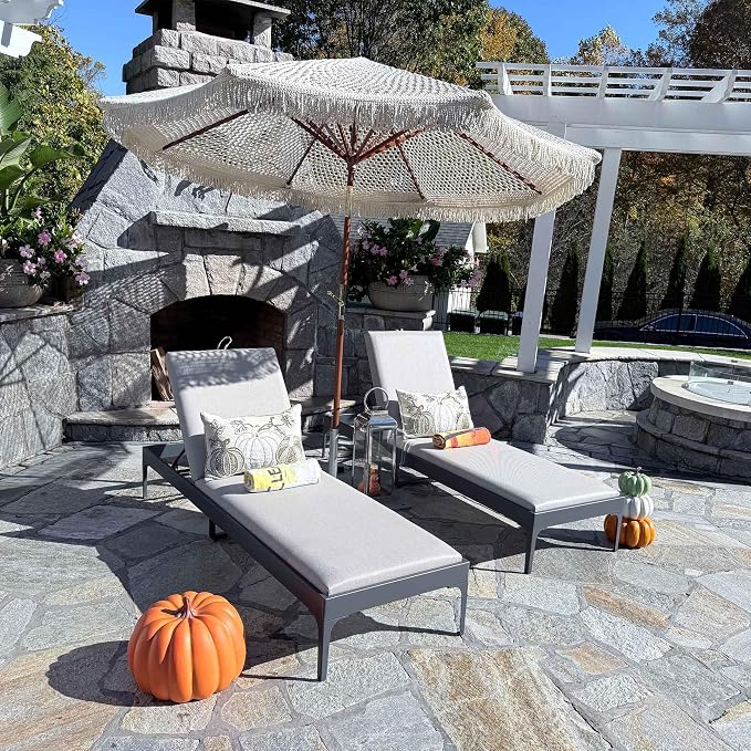 PURPLE LEAF Outdoor Chaise Lounge Set of 2 Aluminum Adjustable Patio Lounger by PURPLELEAF