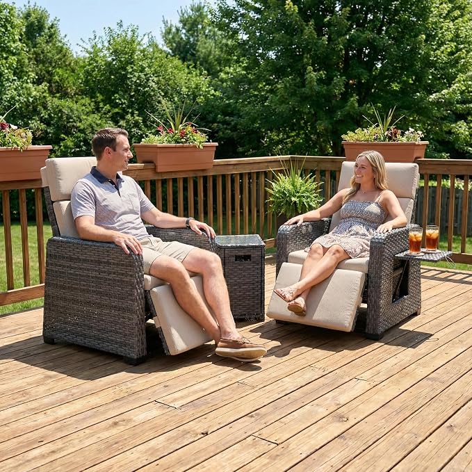 Restland Outdoor Recliner with Independent Adjustable Back & Footrest Wicker - Image 8