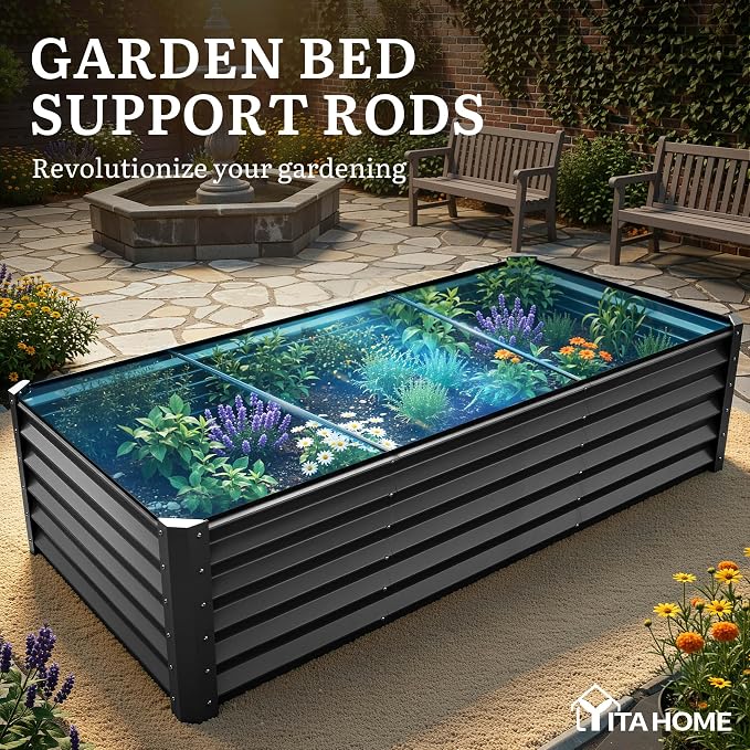 YITAHOME 8x4x1.5ft Large Raised Garden Bed Kit, Galvanized Metal Planter Box - Image 7