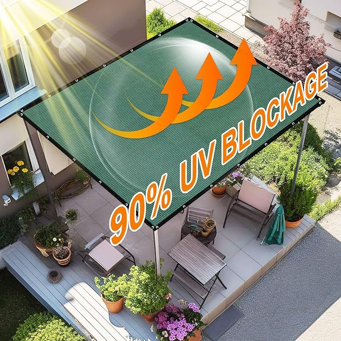 Artpuch 90% Sun Shade Cloth, 10 x 10 FT Pergola Shade Cover Canopy - Image 2