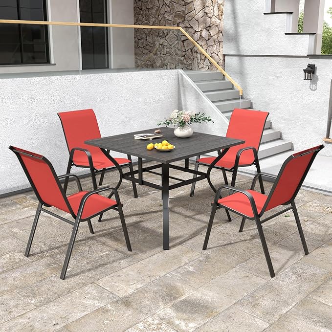Patio Chairs Set of 8, Stackable Outdoor Dining Chairs - Image 7