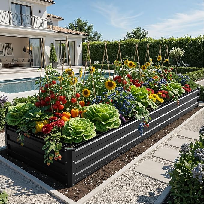 YITAHOME 12x4x1ft 2pcs Large Raised Garden Bed Kit, Galvanized Metal Planter Box - Image 2