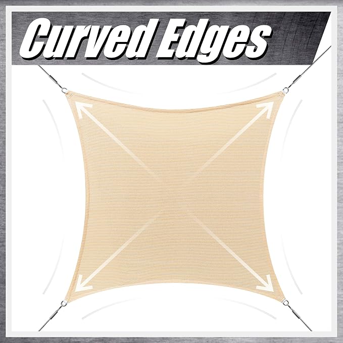 ColourTree 12' x 12' Brown Square CTAPS16 Sun Shade Sail Canopy Mesh Fabric UV - Image 8