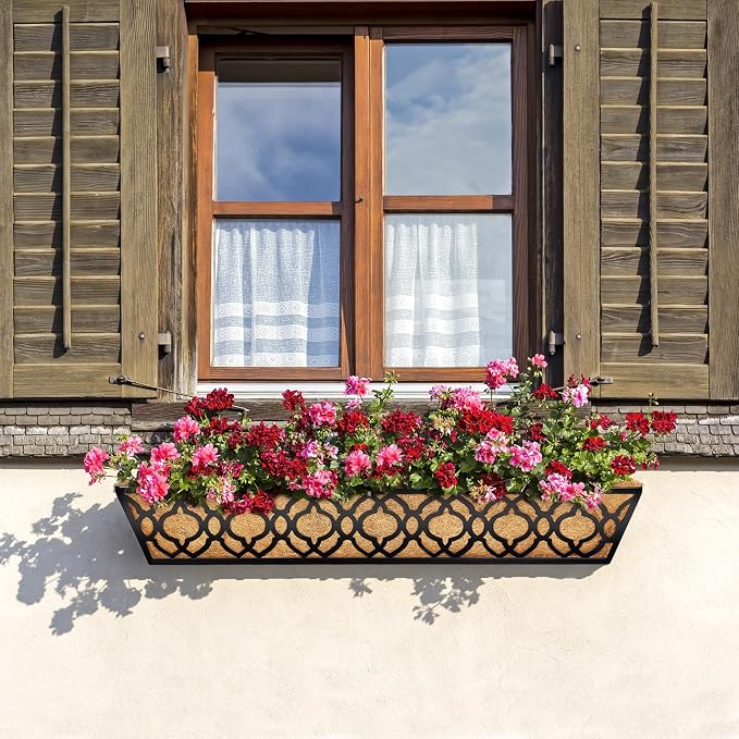 2pcs 30 Inch Window Deck with Coco Liner, Metal Hanging Flower Planter Window - Image 3