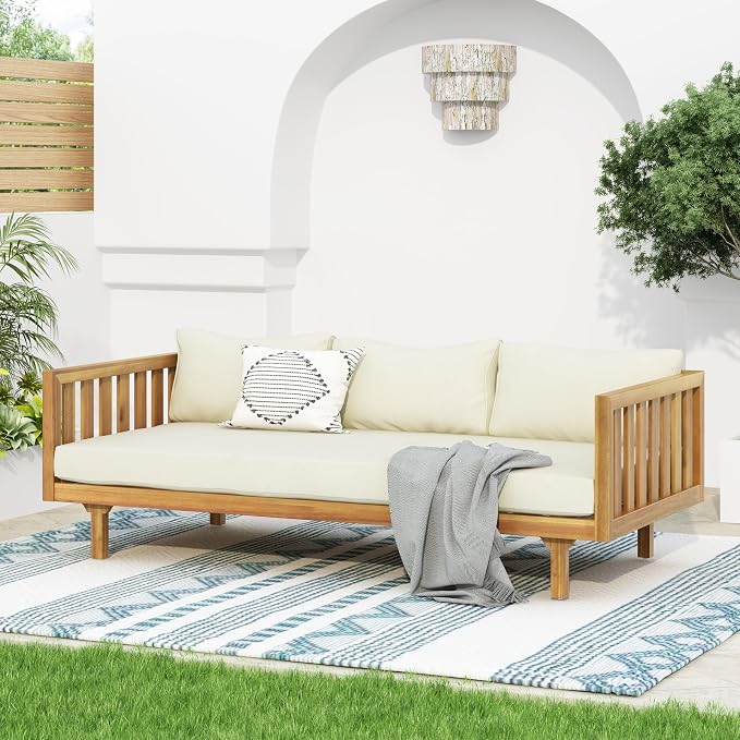 Christopher Knight Home Claremont Outdoor 3 Seater Acacia Wood Daybed by ChristopherKnightHome