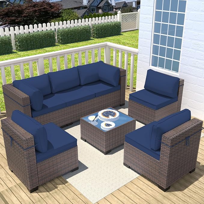 Outdoor Patio Furniture Set, 7 Pieces Outdoor Sectional Furniture Patio Sofa - Image 8