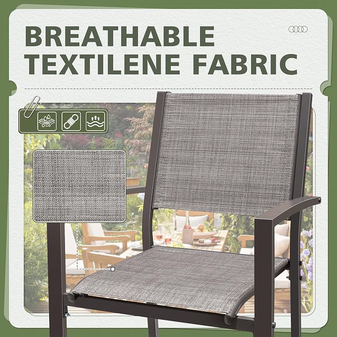 Flamaker Patio Chairs Textilene Outdoor Chairs Set of 6 Stackable Dining Chair - Image 5