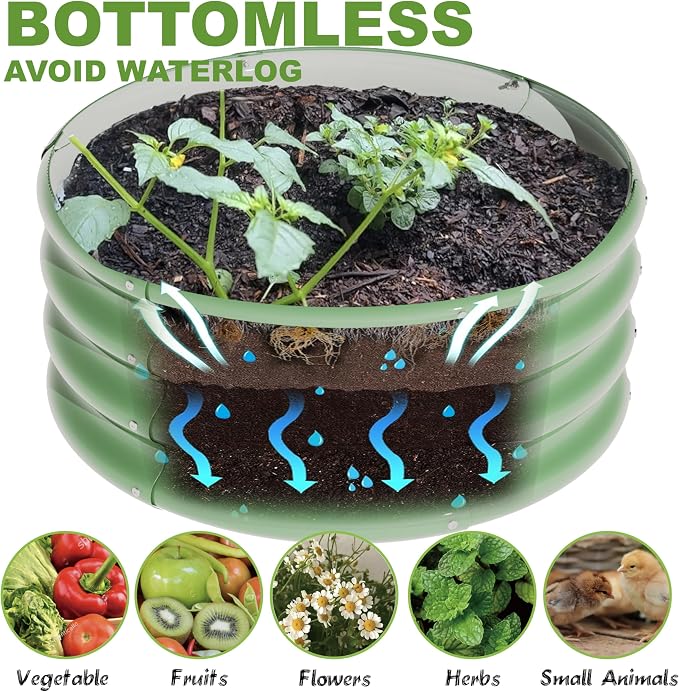 3Pcs 2X2X1ft Round Raised Garden Bed Kit, Galvanized Raised Garden Beds Outdoor - Image 3