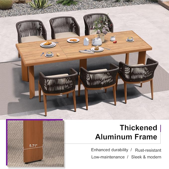 PURPLE LEAF 11 Pieces Large Outdoor Dining Set Patio Table and Chairs Set - Image 4