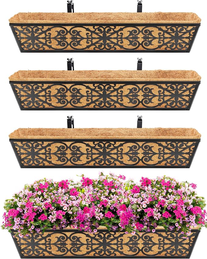 4 Pack 30 Inch Window Boxes Planters Railing Planter Box by KarlliuHOMEGARDEN
