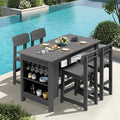 SERWALL Outdoor Bar Table and Chairs Set, 5-Piece HDPE Counter Height Patio by SERWALL