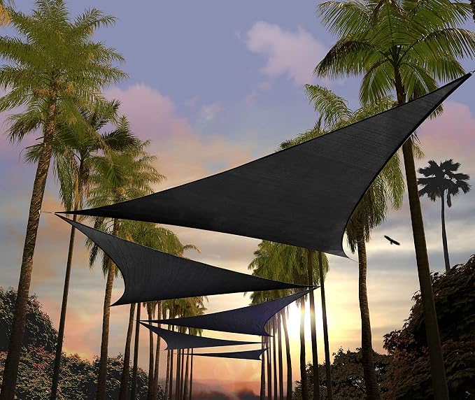 Amgo Custom Size 14' x 14' x 14' Black Triangle Sun Shade Sail Order to Make by Amgo