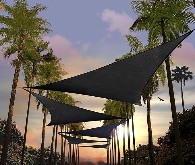 Amgo Custom Size 8' x 8' x 8' Black Triangle Sun Shade Sail Order to Make by Amgo