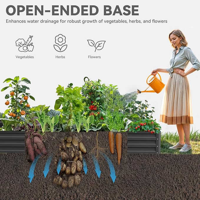 YITAHOME 96x48x12 in 2pcs Galvanized Raised Garden Bed Kit, Large Metal Planter - Image 4